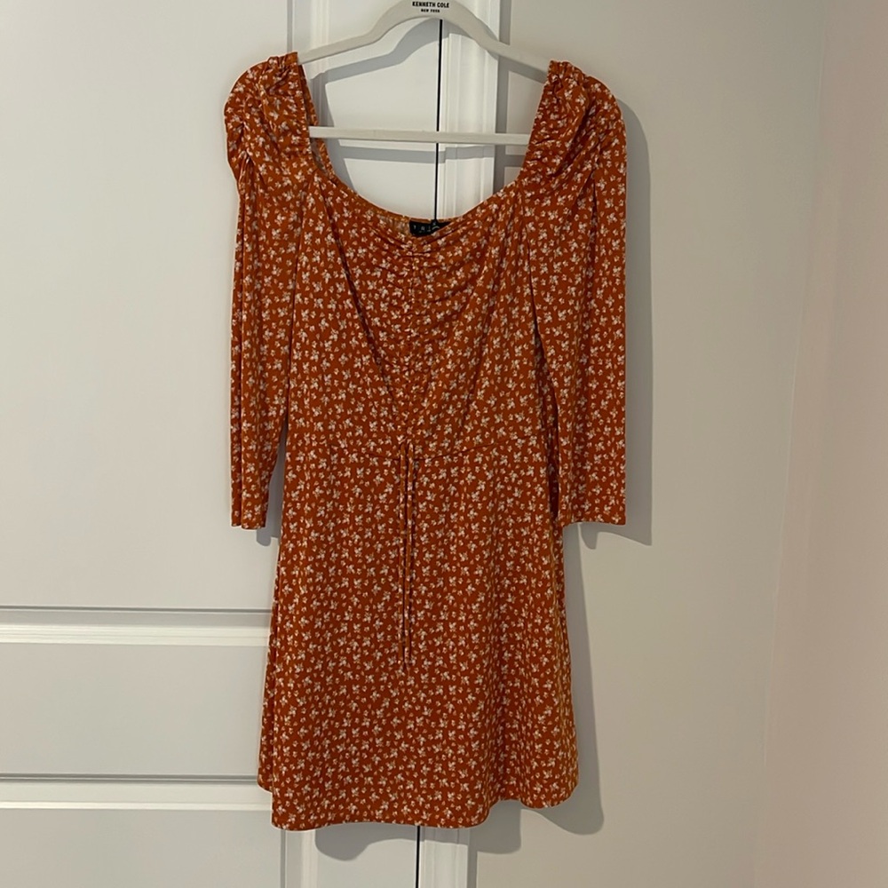 Trixxi Floral Orange Long Sleeve Dress